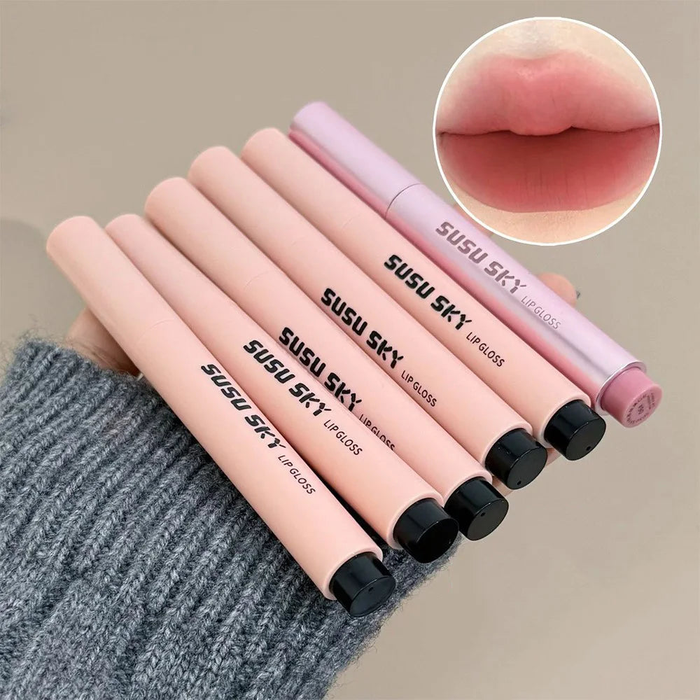 1Pc Moisturizing Velvet Matte Lipstick Hazelnut Mousse Long Waterproof Light Natural Warm Brown Red Toned Lip Tint Make Up Stain