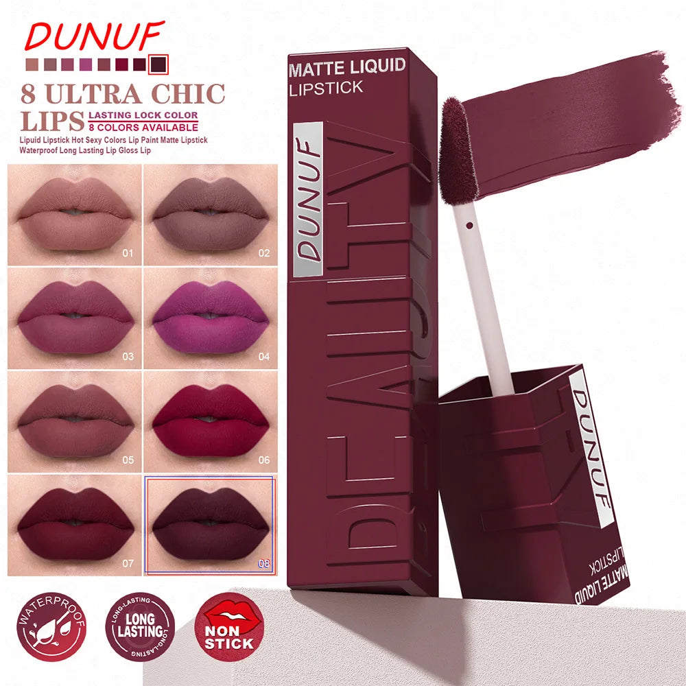 Velvet Matte Lipstick Set 8Pcs Waterproof Long Wearing Moisturizing Lip Glaze Non Transfer Smudge Proof Lip Color