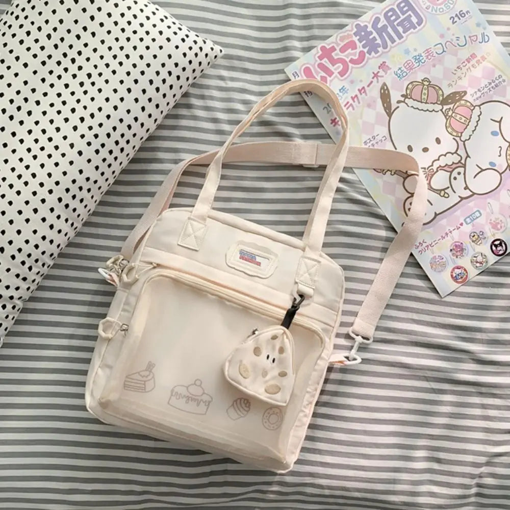 Clear Small Ita Bag Multi-purpose Transparent Pocket Pin Display Bag with Silk Ribbon Japanese Style Pin Display Backpack Girls