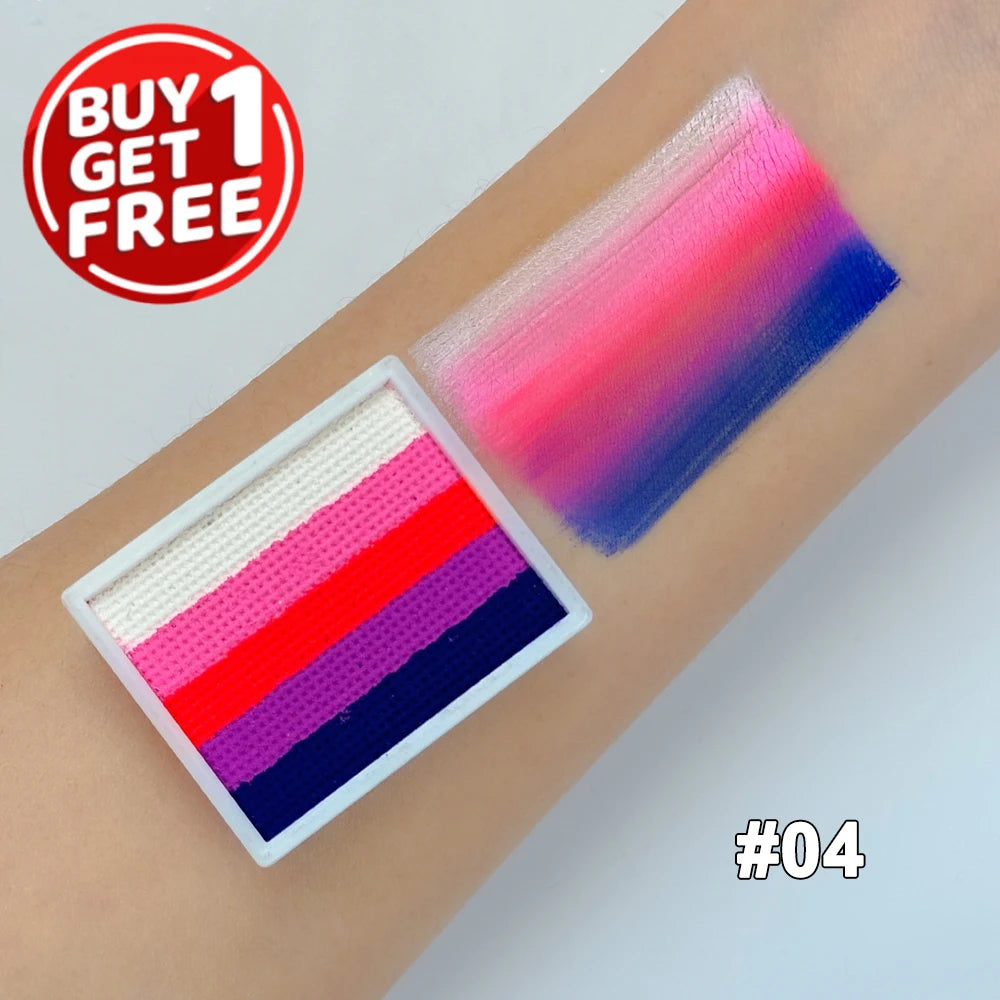 2pcs Rainbow Face & Body Paint,8g Split Cake Non-Toxic Paint Makeup Palette-Vibrant Mixed Colors For Festivals,Butterfly Makeup