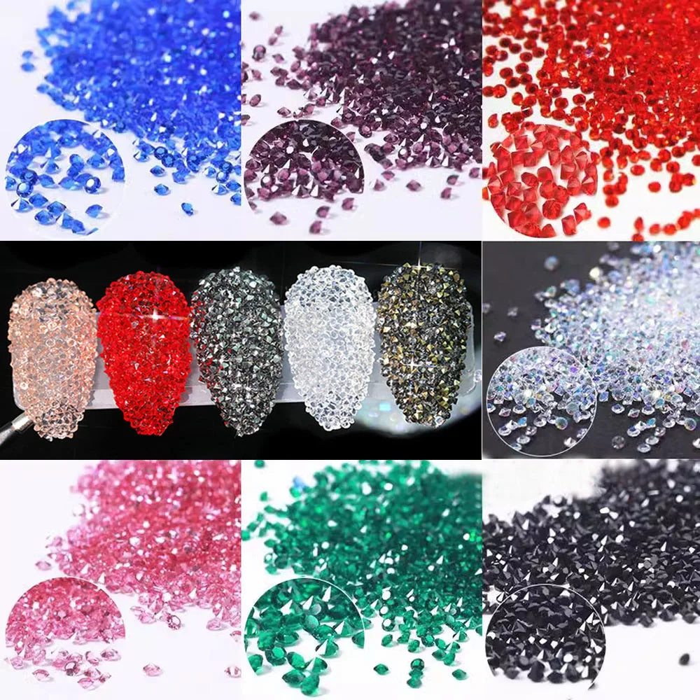 1440pcs/bag 1.2mm Wholesale Mini Pixie стразы Non Hotfix Rhinestone Micro Crystal Zircon Nail Art Rhinestones Decoration
