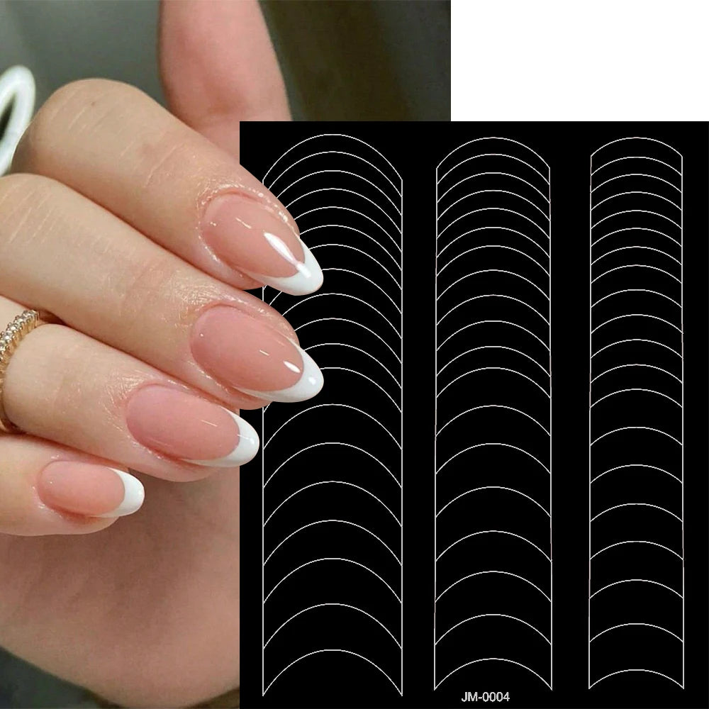 3D Airbrush Stencils Nail Stickers for French Tips Self-adhesive Wavy Lines Strips Nail Decals French Tips Guide Tool Nail Decor
