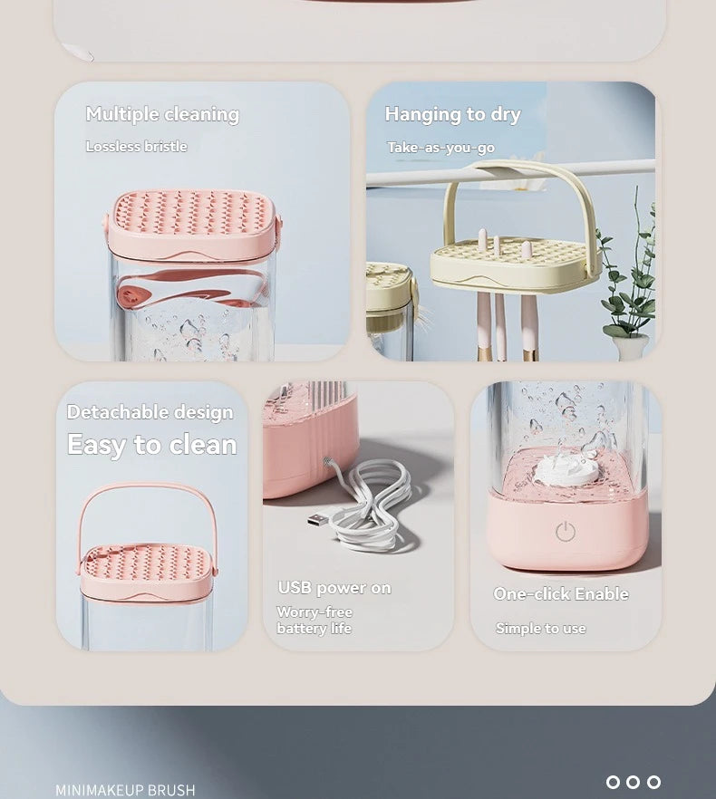 2025 New USB Electric Makeup Brush Cleaner Rechargeable Makeup Brushes Cleaning Tool Automatic Makeup Brush Cleaning Stand Devic
