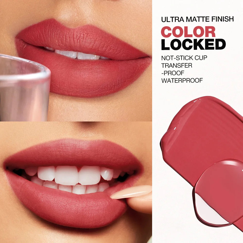 Velvet Matte Lipstick Ultra Pigmented Long Lasting Waterproof Lip Gloss Smudge Proof Non Sticky Hydrating Lip Stain