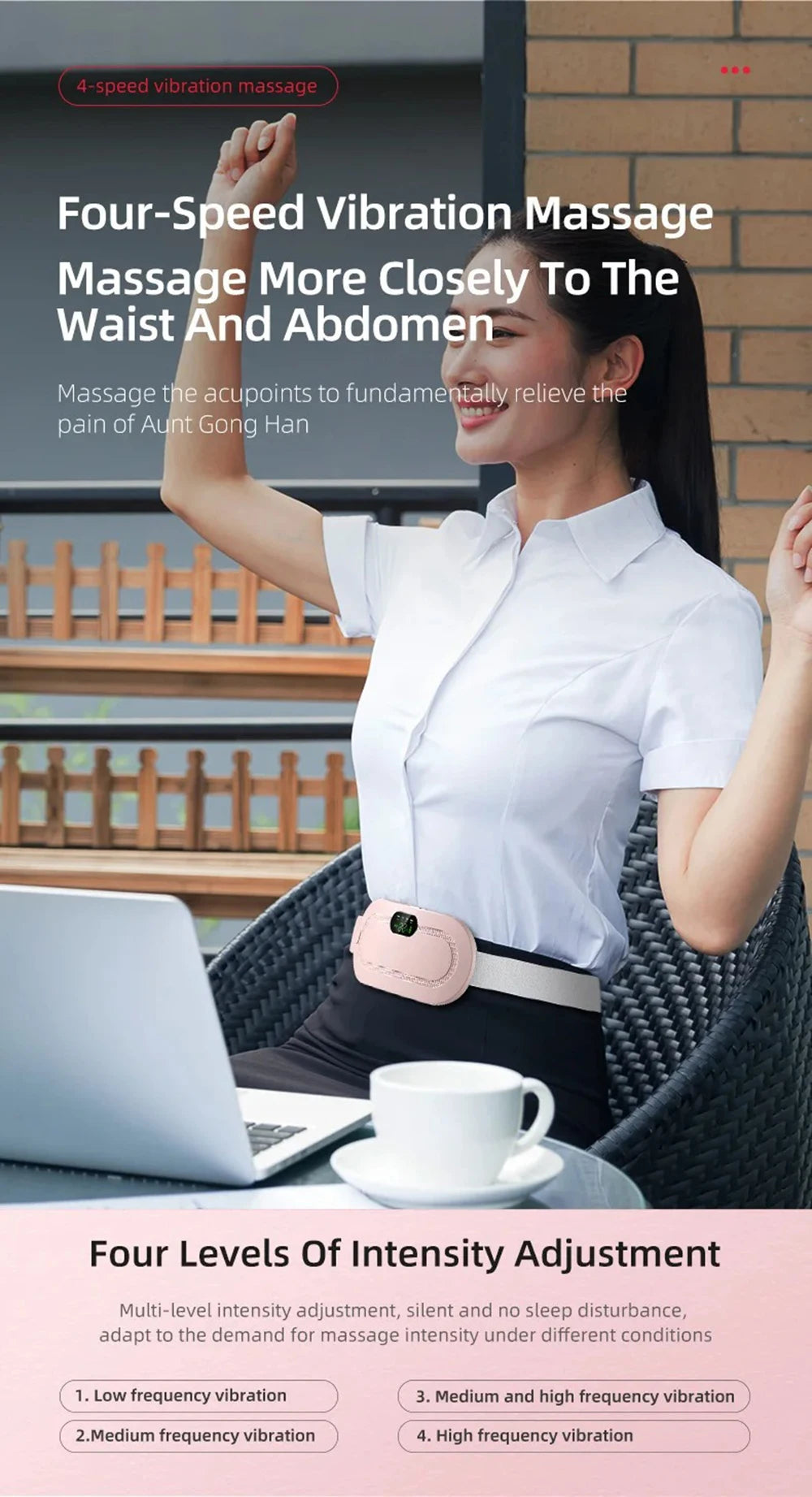 NEW Electric Period Cramp Massager Vibrating Pad Belt for Menstrual Colic Relief Pain Waist Abdominal Palace Belt