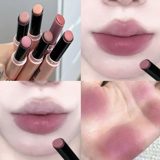 1Pc Moisturizing Velvet Matte Lipstick Hazelnut Mousse Long Waterproof Light Natural Warm Brown Red Toned Lip Tint Make Up Stain