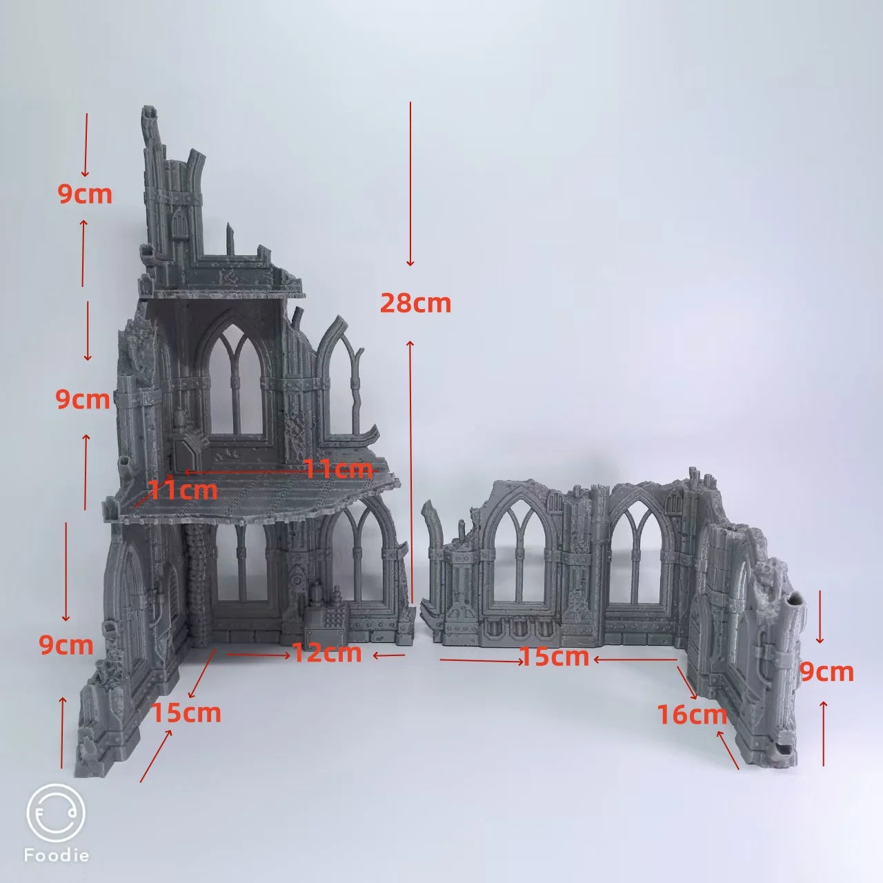 Gothic Sci-Fi Wargame 3D Printed Ruined Building Model Hammer 40K Magic Realms Vintage Fsy Architectural Structure