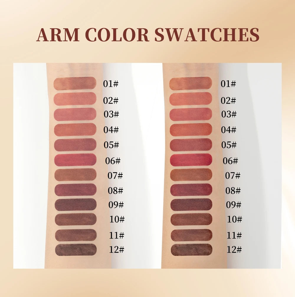 12Color Matte Lipstick Lipliner Set Nude Soft Matte Lip Liner Set Non-Drying Waterproof Plumping Outline The Lips Contour Makeup