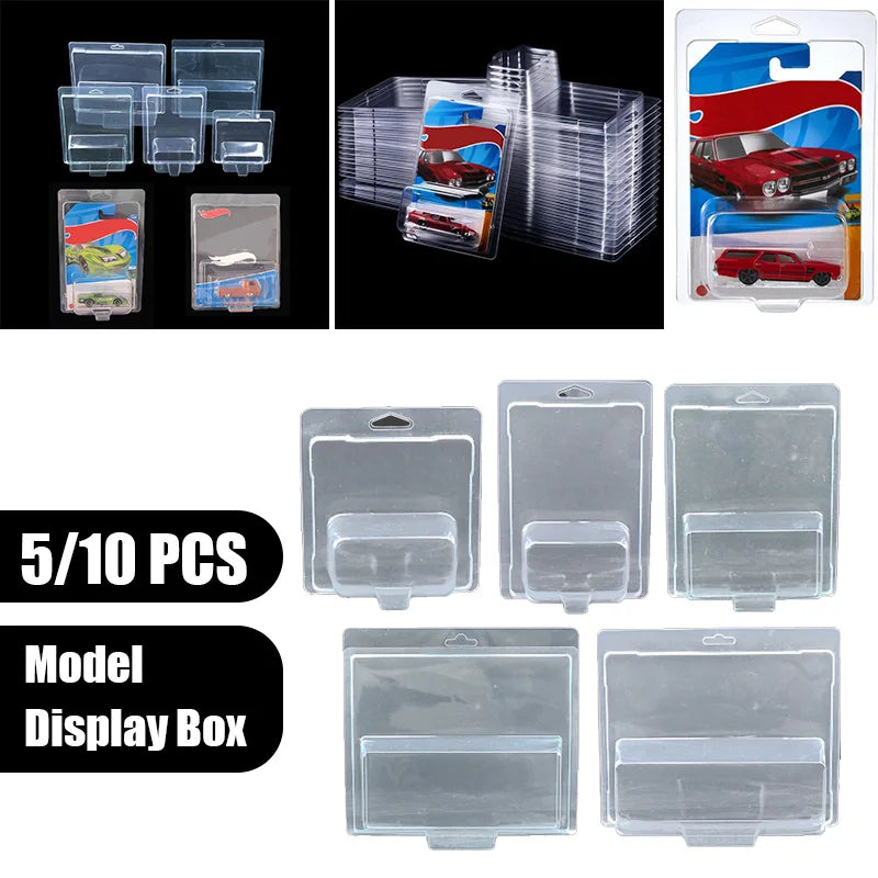 5/10PCS Car Toy Transparent Display Case Hotwheels Protective Shell Boulevard Team Transport Model Card Board Collect Boys Gift