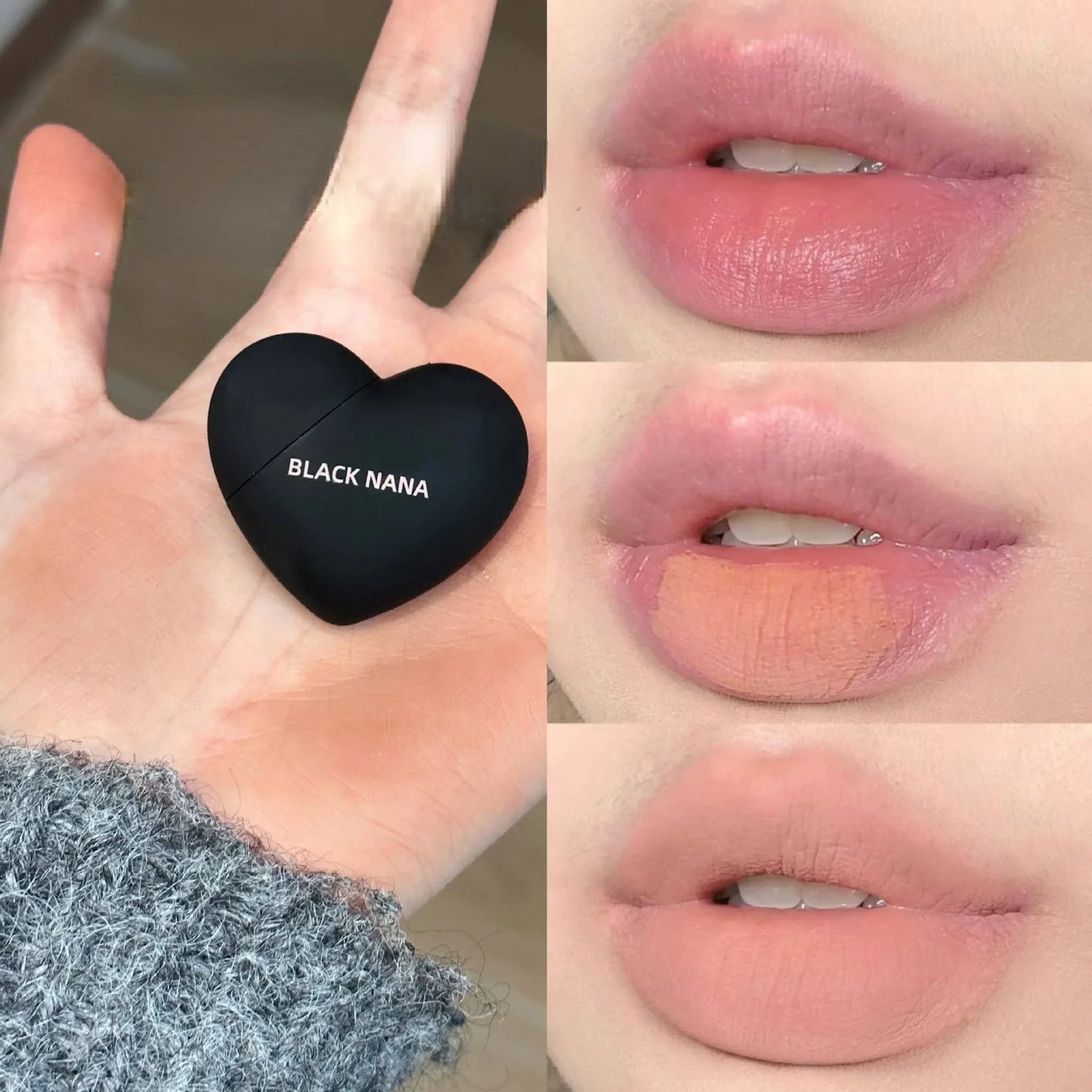 Velvet Matte Lipstick Lip Mud Black Silver Heart Lip Gloss Lips Palette Nude Waterproof Lasting Lips Tint Mini Cosmetics Makeup