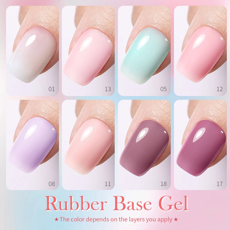 BORN PRETTY 15ml Milky Pink Rubber Base Gel Nail Polish Glitter Semi-Permanent Varnish Soak Off Self Leveling UV LED Polish