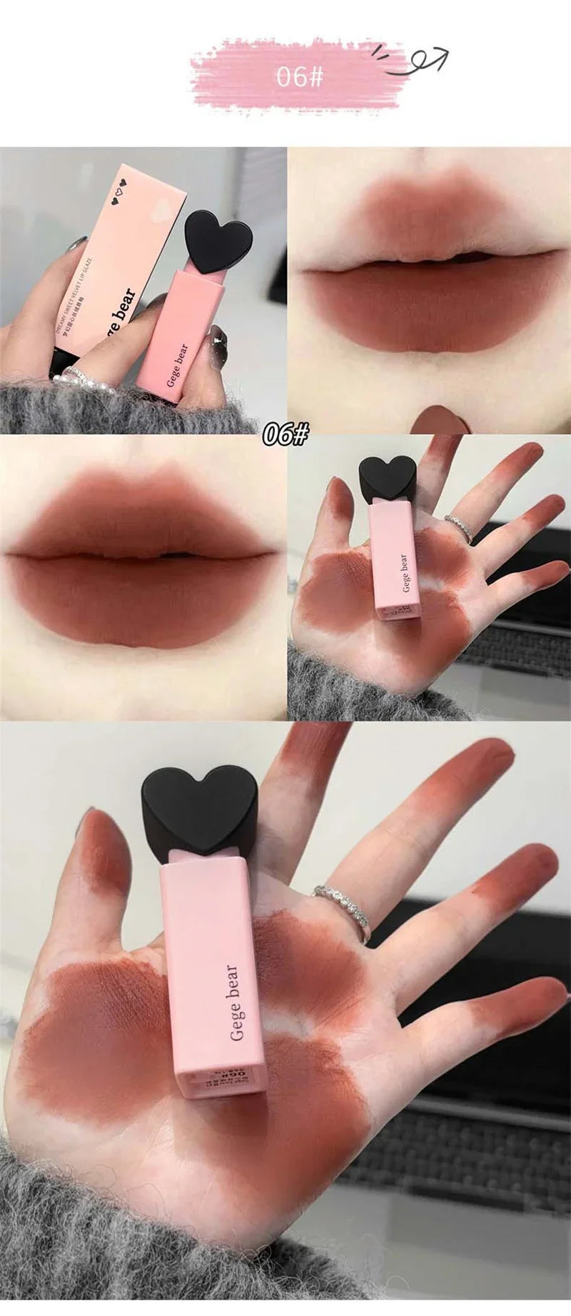 Dream Love Heart Lipstick Velvet Matte Lip Mud Clay Lip Gloss Liquid Lip Tint Cream Pigment Long Lasting Silky Lips Cosmetics