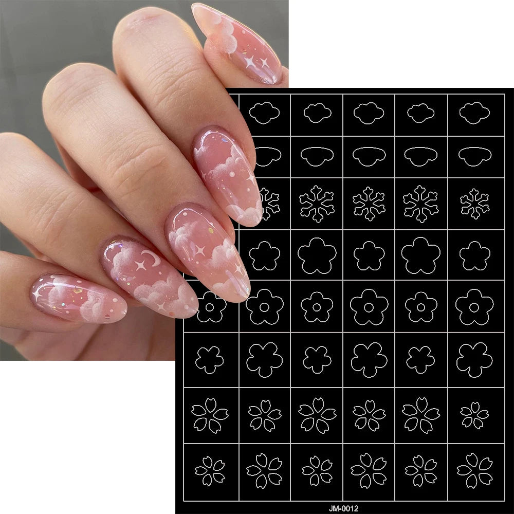 3D Airbrush Stencils Nail Stickers for French Tips Self-adhesive Wavy Lines Strips Nail Decals French Tips Guide Tool Nail Decor