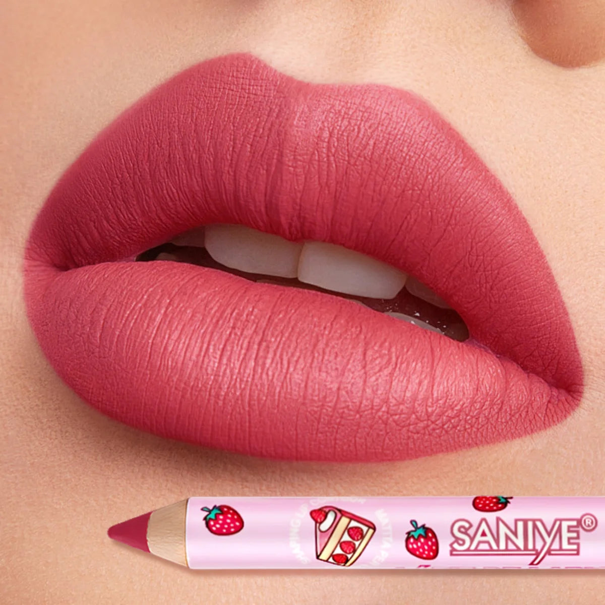 1pc Matte Lipstick & Liner Pen, Waterproof, Long-Lasting, Non-Stick, Berry Shades for All Skin Types, Makeup Pencils for Women