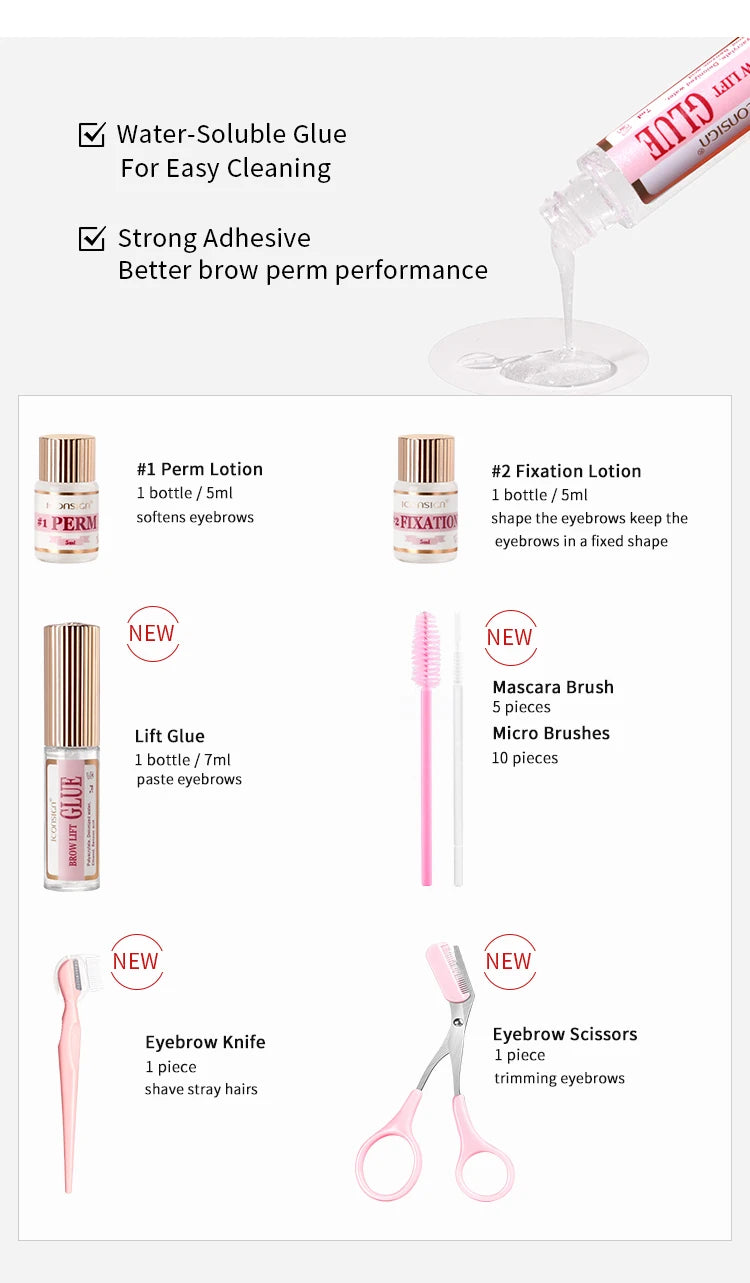 New DIY Brow Perm Eyebrow Lift 45-60 Days ICONSIGN Professional Brow Lifting Brow Perming Set Brow Beauty Makeup Tool Home Use