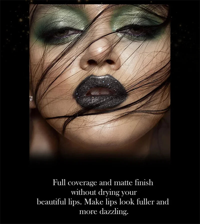 MLSMILE Multi-Color Non-stick Cup Matte Lipstick Lasting Easy Color Black Diamond Lipstick Shimmer Lip Gloss Dark Halloween Look