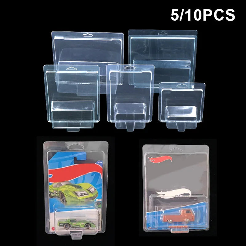 5/10PCS Car Toy Transparent Display Case Hotwheels Protective Shell Boulevard Team Transport Model Card Board Collect Boys Gift