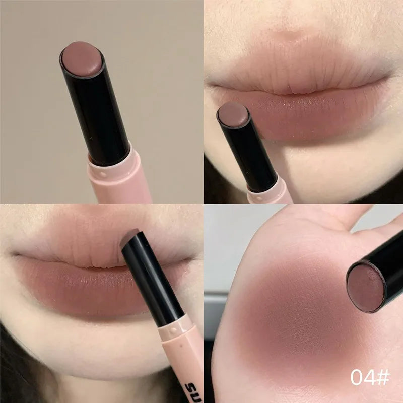 1Pc Moisturizing Velvet Matte Lipstick Hazelnut Mousse Long Waterproof Light Natural Warm Brown Red Toned Lip Tint Make Up Stain