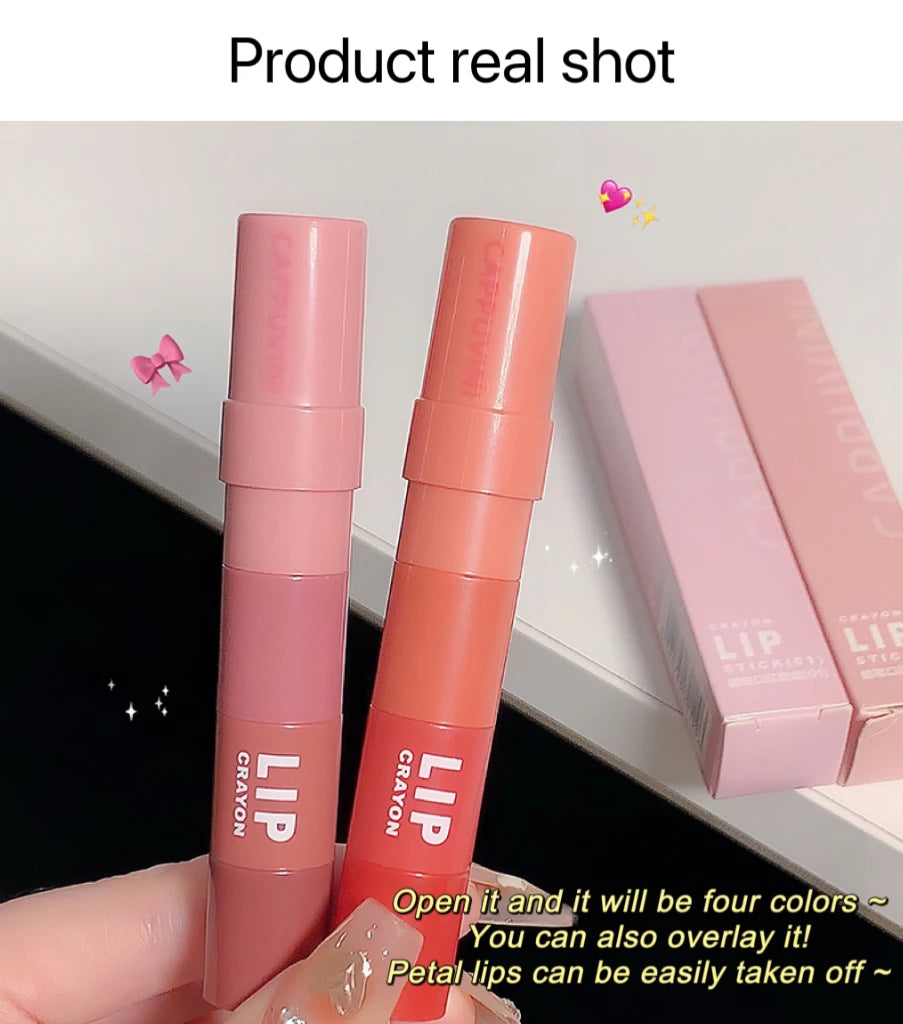 4 In 1 Nude Matte Lipstick Pencil Kit Velvet Sexy Red Lip Tint Non-stick Cup Multicolour Lipstick Pen Makeup Lips Cosmetic Set