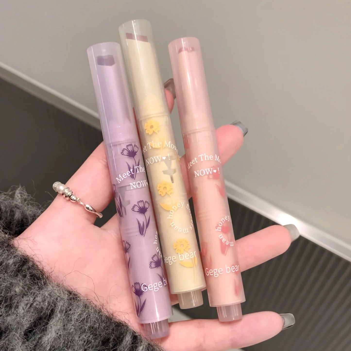 Jelly Heart Lipstick Gogo Little Bear Flower Language Secret Meaning Moisturizing and Hydrating Color Lipstick Pen