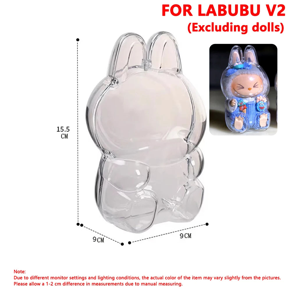 For Labubu Transparent Protective Cover For Labubu V1/V2/V3 Portable Storage Case Dust Display Bag Organizer Doll Accessories