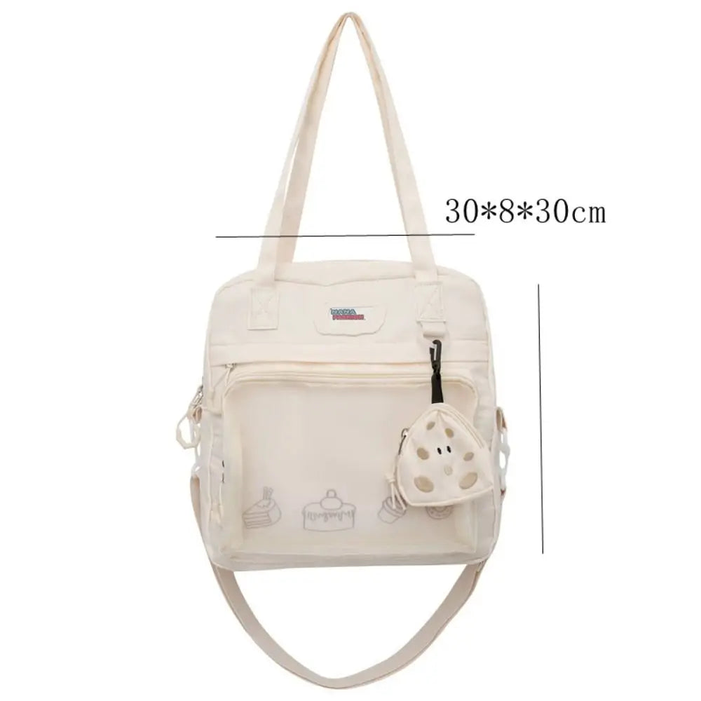 Clear Small Ita Bag Multi-purpose Transparent Pocket Pin Display Bag with Silk Ribbon Japanese Style Pin Display Backpack Girls