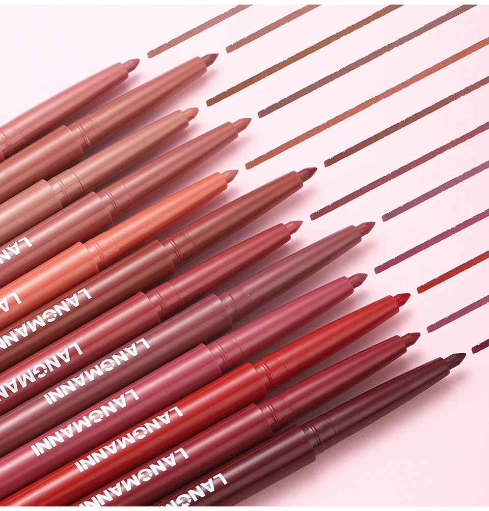 2Pcs/Set Matte Lipstick Lip Liner Pencil Non-Stick Cup Long-Lasting Velvet Red Lipstick Pen Smooth Lipliner Waterproof Makeup