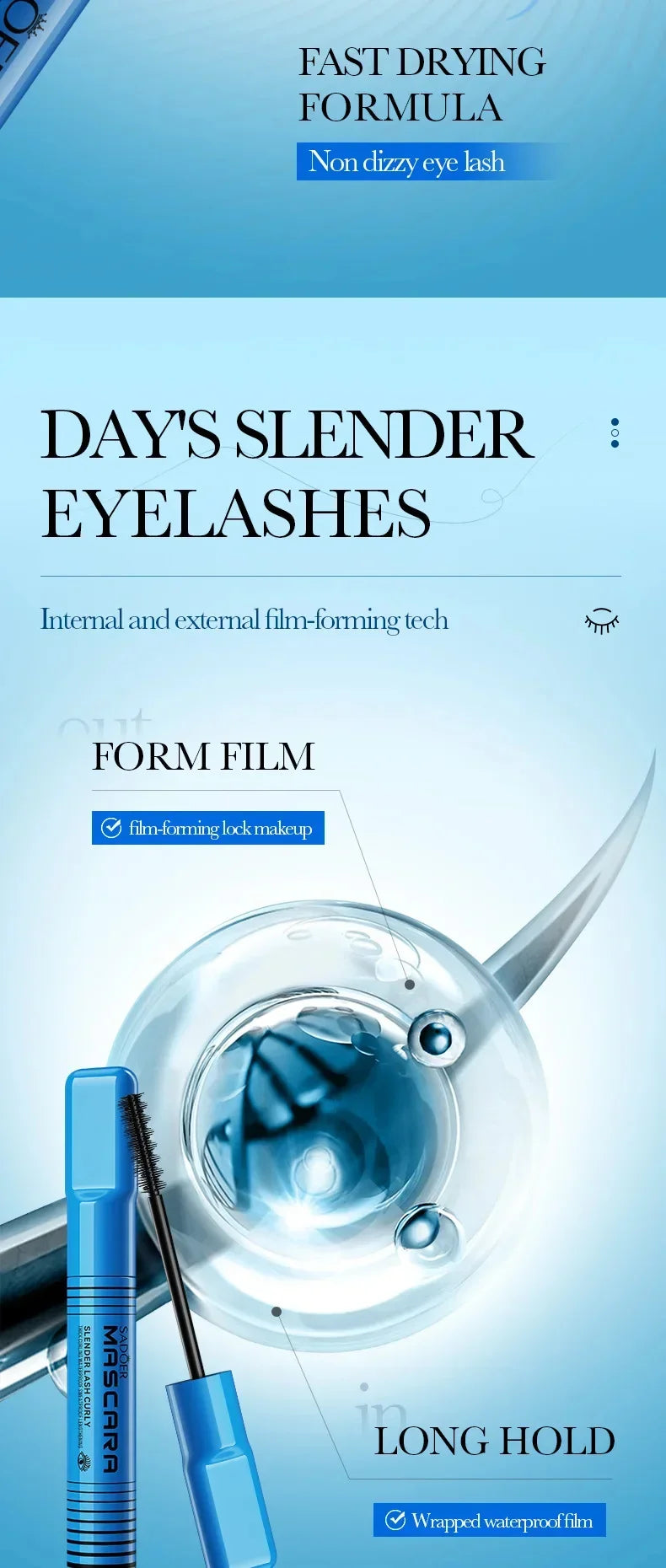 5D Waterproof Mascara Lengthening Eyelashes Women's Make-Up Waterproof Mascara Black Silk Fibre Mascara Korean Cosmetics New