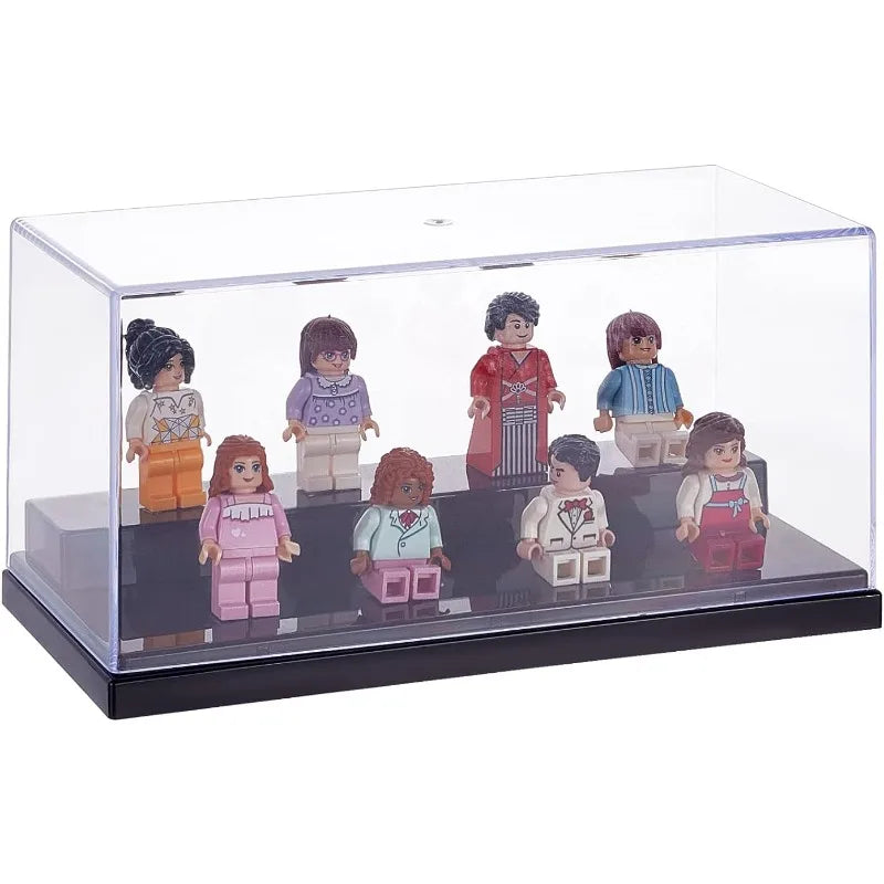 1pc Clear Acrylic Display Case Box Dupstproof Protection Showcase with Black Base Countertop Box Cube Organizer Stand Riser