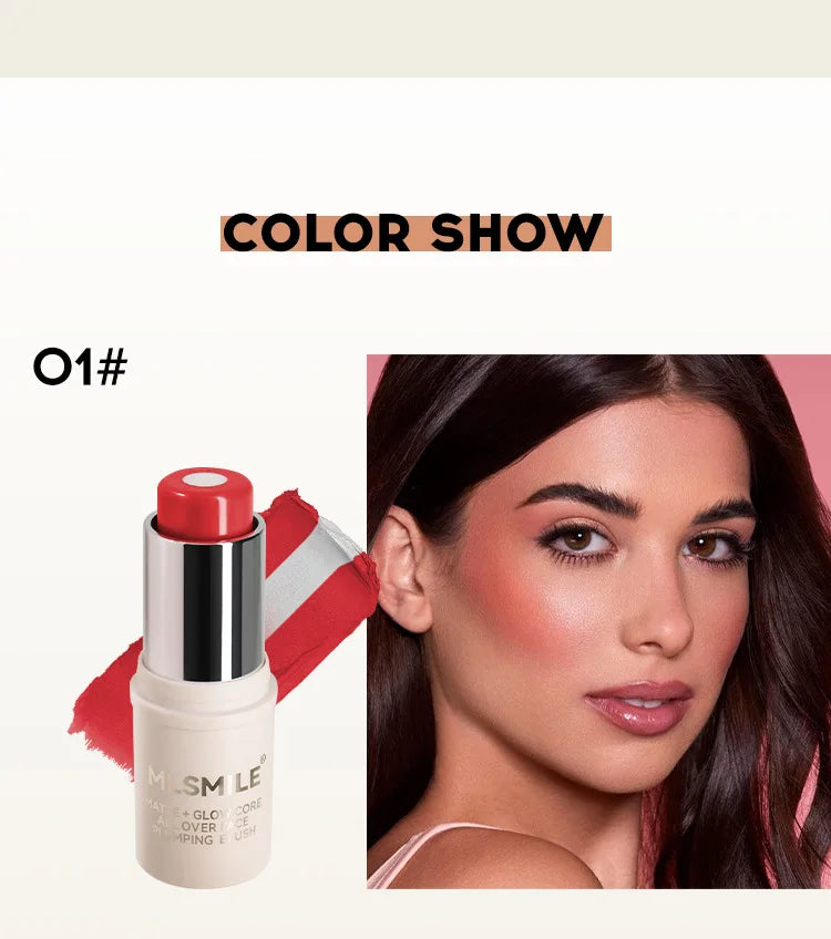 Multi-Tone Creamy Blush Stick Makeup Long-Lasting Waterproof Simple High-End Lip Cheek Tint High Pigment Hydrating Pink Blusher