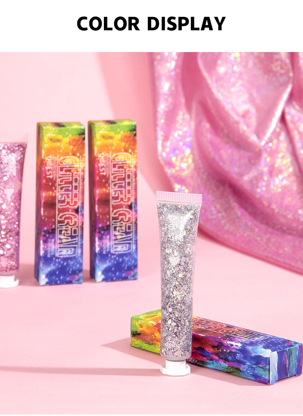 6 Colors Holographic Body Glitter Gel Set Christmas Party Makeup Face Eye Lips Hair Nail Cosmetic Festival Glitter Eyeshadow