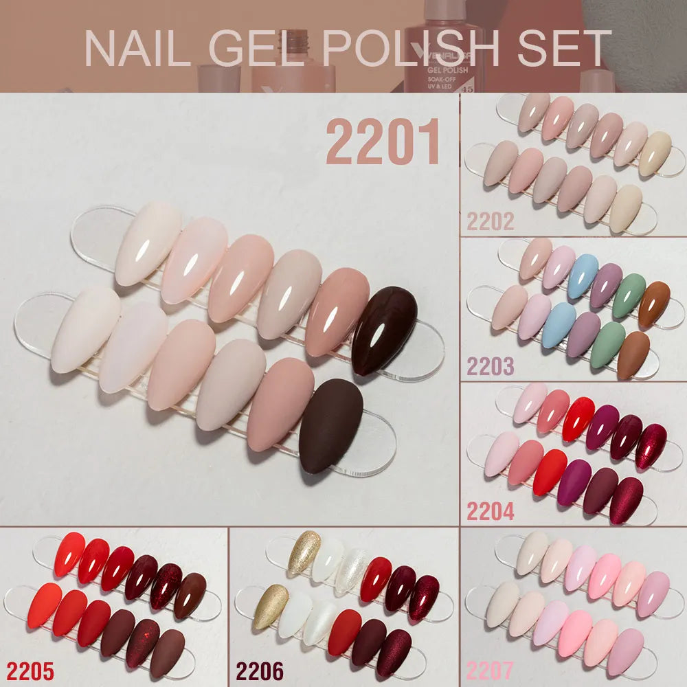 Venalisa Nail Gel Polish Fall Nails HEMA/TPO FREE Winter Christmas Color Kit Soak off UV LED Semi Permanent Nail Gel 6pcs Kit