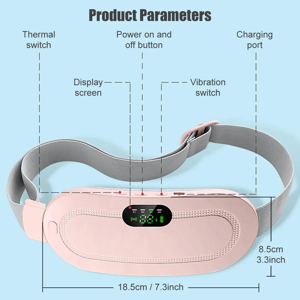 NEW Electric Period Cramp Massager Vibrating Pad Belt for Menstrual Colic Relief Pain Waist Abdominal Palace Belt