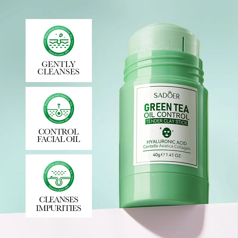 SADOER Green Tea Rose Face Masks Stick Clay Mask Shrink Pores Deep Blackhead Remover Facial Cleansing Moisturizing Facial Masks