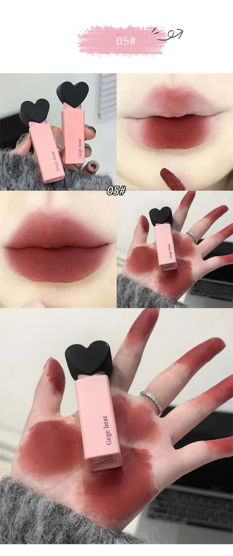 Dream Love Heart Lipstick Velvet Matte Lip Mud Clay Lip Gloss Liquid Lip Tint Cream Pigment Long Lasting Silky Lips Cosmetics