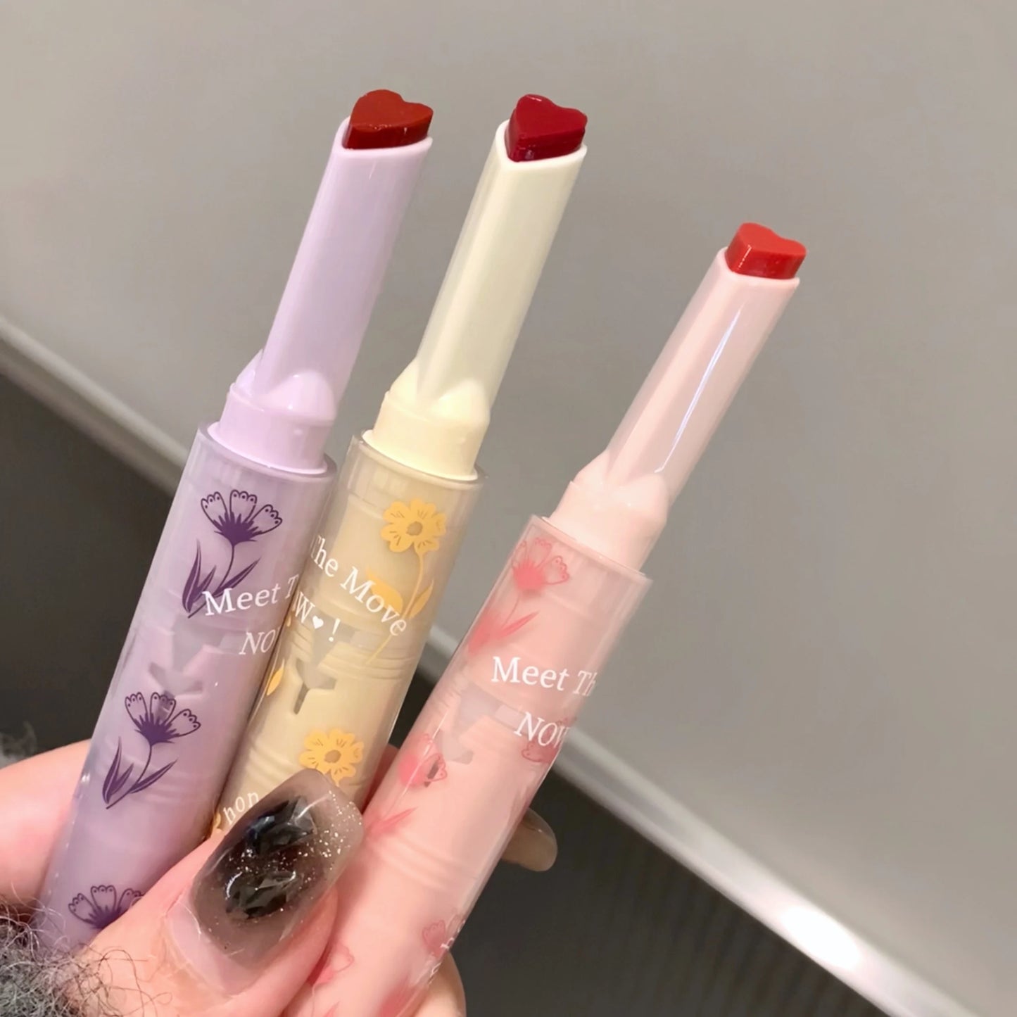 Jelly Heart Lipstick Gogo Little Bear Flower Language Secret Meaning Moisturizing and Hydrating Color Lipstick Pen