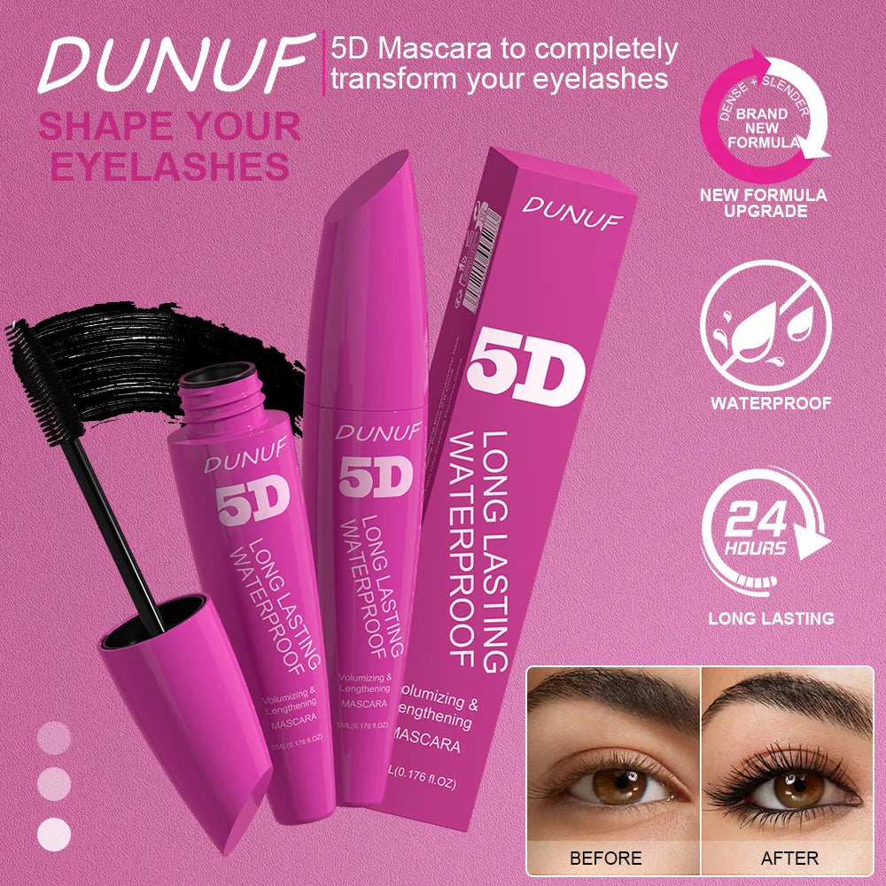 5D Waterproof Mascara Cream Thick Slender 24h Volumizing Lash Makeup Eyelash Curling Lengthening Lasting Eyelash Cream