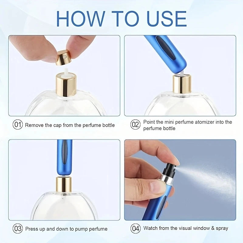 5 5ml Refillable Perfume Bottles, Mini Perfume Atomizer Bottles, Refillable Perfume Spray Scent Pump Case, Portable Empty Perfume Spray Bottles Suitable for Women and Men Travel