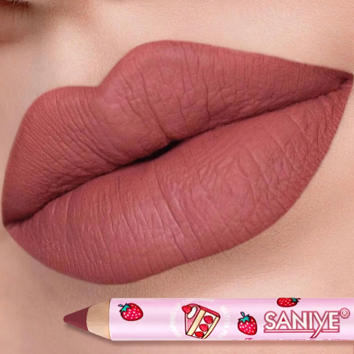 1pc Matte Lipstick & Liner Pen, Waterproof, Long-Lasting, Non-Stick, Berry Shades for All Skin Types, Makeup Pencils for Women