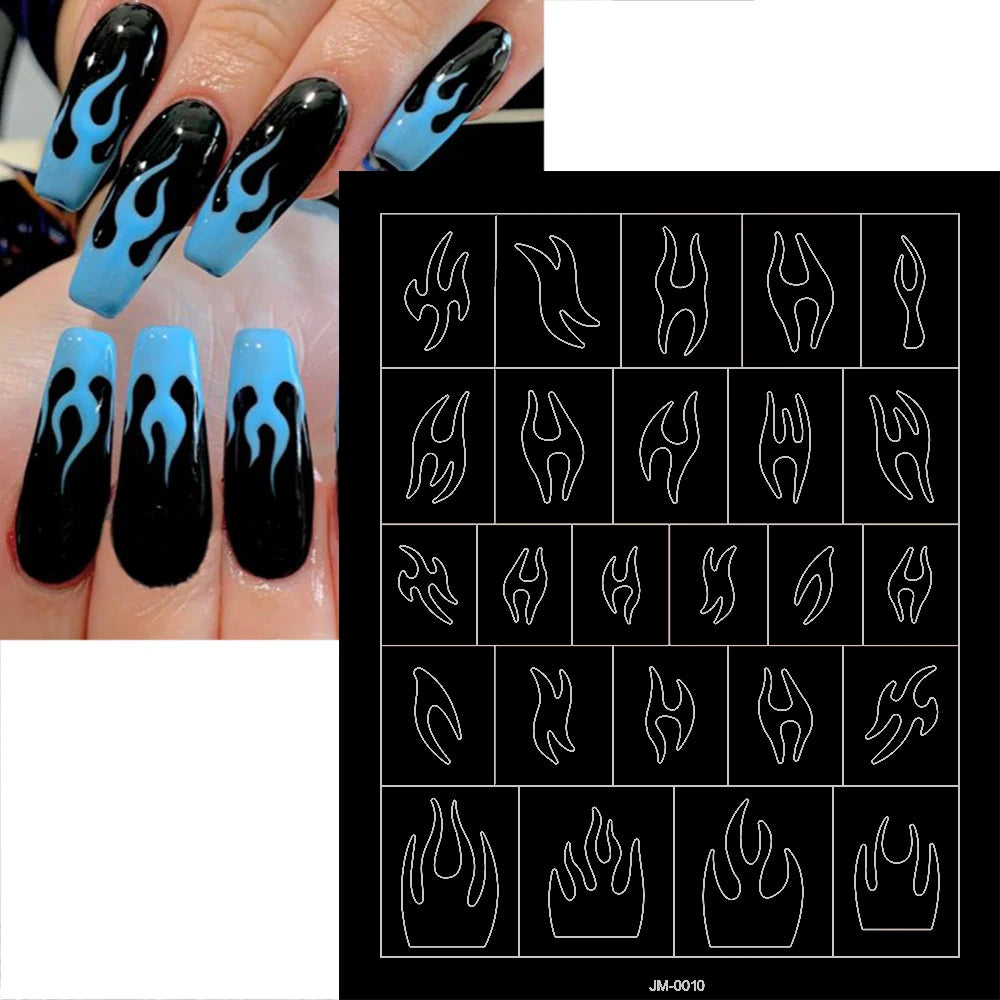 3D Airbrush Stencils Nail Stickers for French Tips Self-adhesive Wavy Lines Strips Nail Decals French Tips Guide Tool Nail Decor