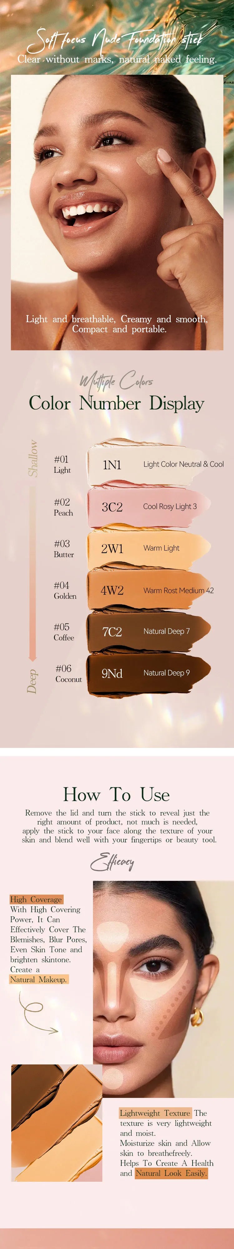 Matte Foundation Stick Oil Control Primer BB Cream Medium Coverage Light Bronzer Sculpt Face Outline Contour Brighten Concealer