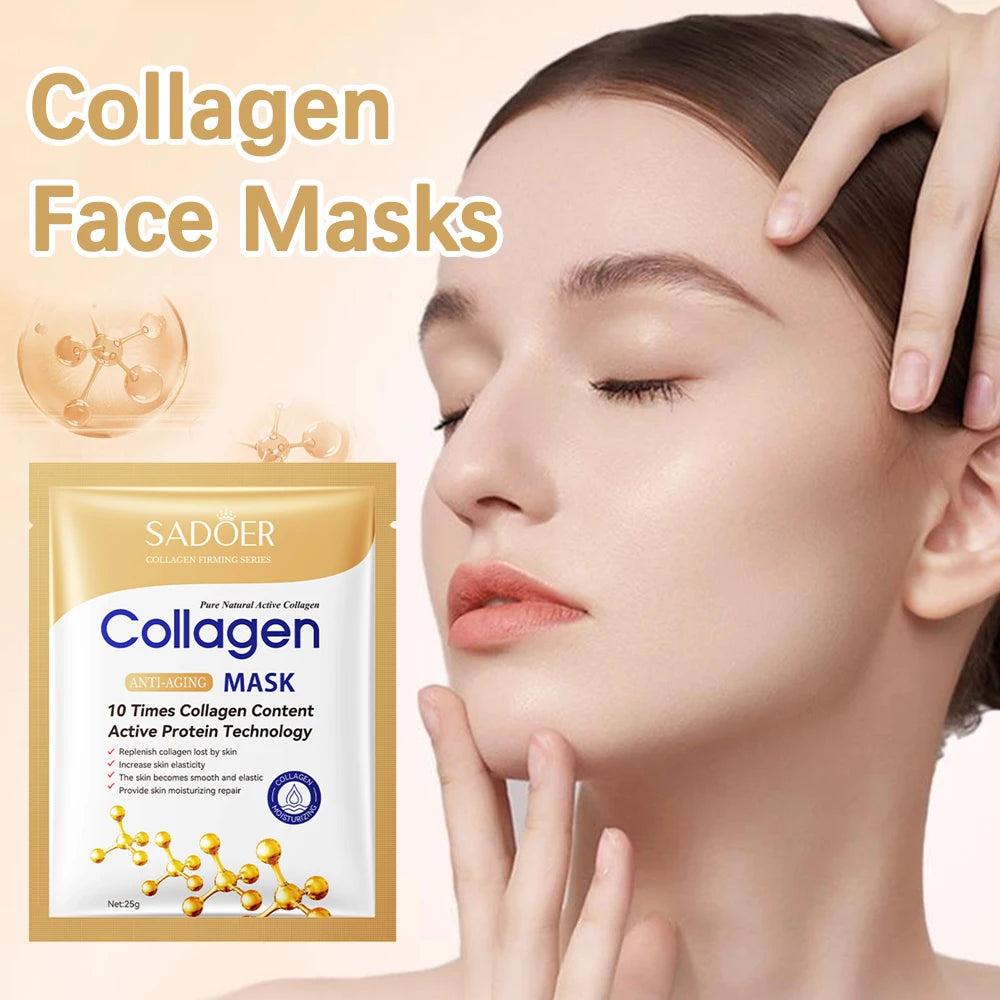 1/5/10/20pcs Collagen Facial Mask Moisturizing Brightening Lifting Skincare Treatment Face Masks Kit