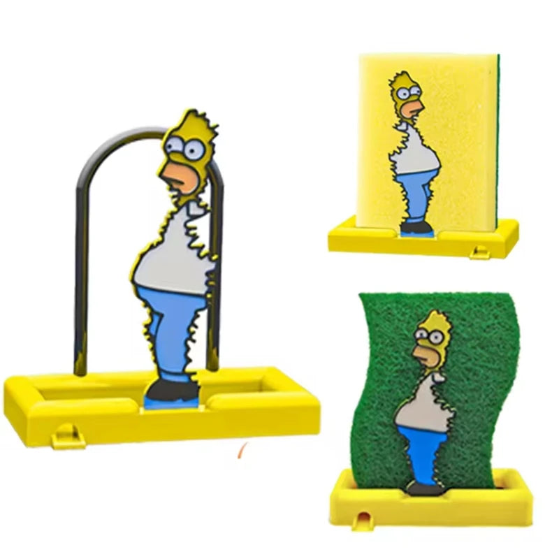 Funny Kitchen Storage Homer Simpsons Sponge Holder Sink Drain Rack Basket Household Supply Accessories Cocina Gadgets Cozinha
