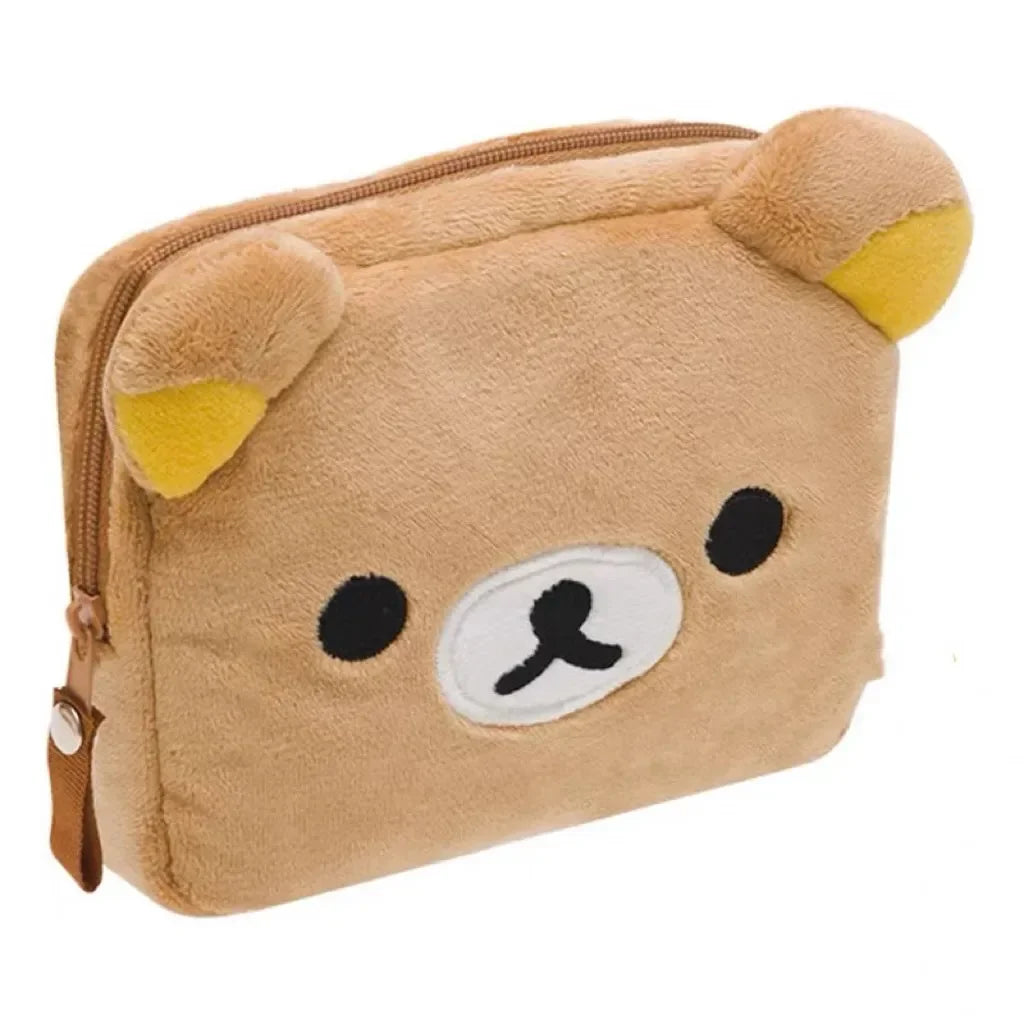 Kawaii Rilakkuma Pencil Bag Makeup Organizer Storage Bag Cartoon Bear Plush Multi Case Kawaii Cosmetic Bags Vanity Beauty Case