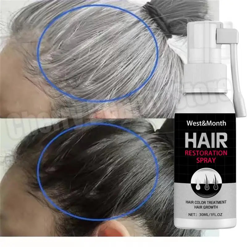 Gray White Hair Treatment Serum Spray Cover White Hair To Black Natural Color Repair Anti Loss Hair Restore Healthy Hair Care