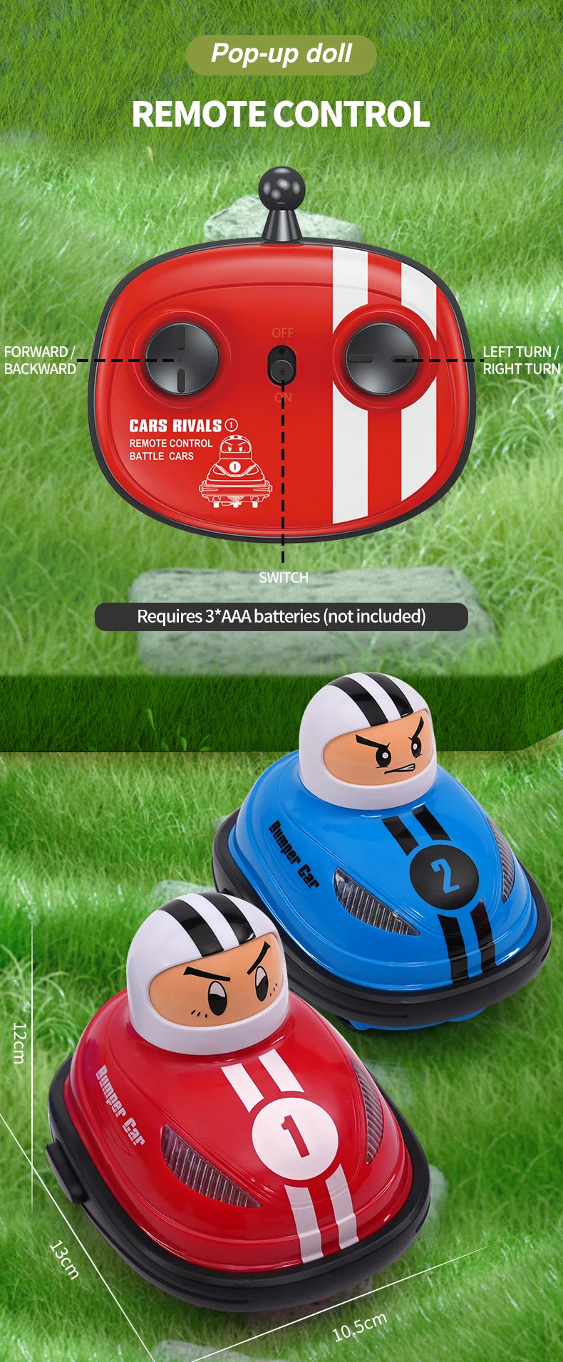 RC Toy 2.4G Super Battle Bumper Car Pop-up Doll Crash Bounce Ejection Light Children's Remote Control Toys Gift for Parenting