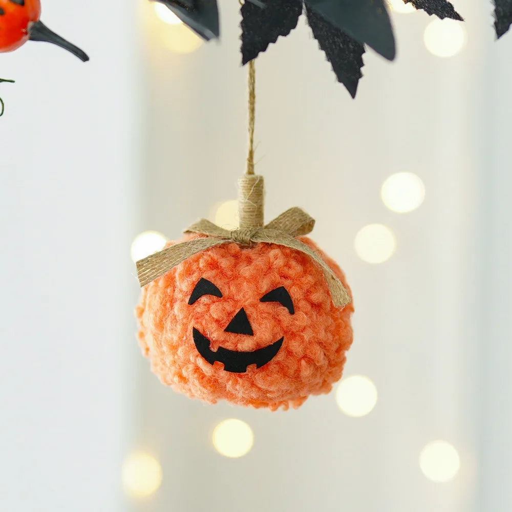 Funny Halloween Hanging Pendant Cute Soft Pumpkin Face Doll Ornament Flocking Fabric Pumpkin Halloween Decoration