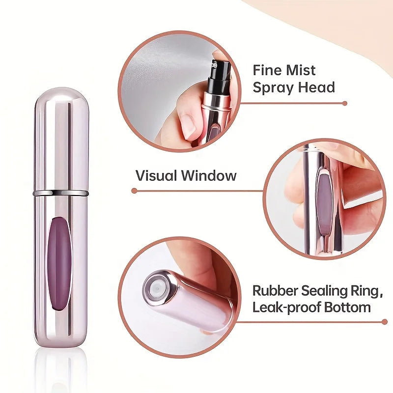 5 5ml Refillable Perfume Bottles, Mini Perfume Atomizer Bottles, Refillable Perfume Spray Scent Pump Case, Portable Empty Perfume Spray Bottles Suitable for Women and Men Travel