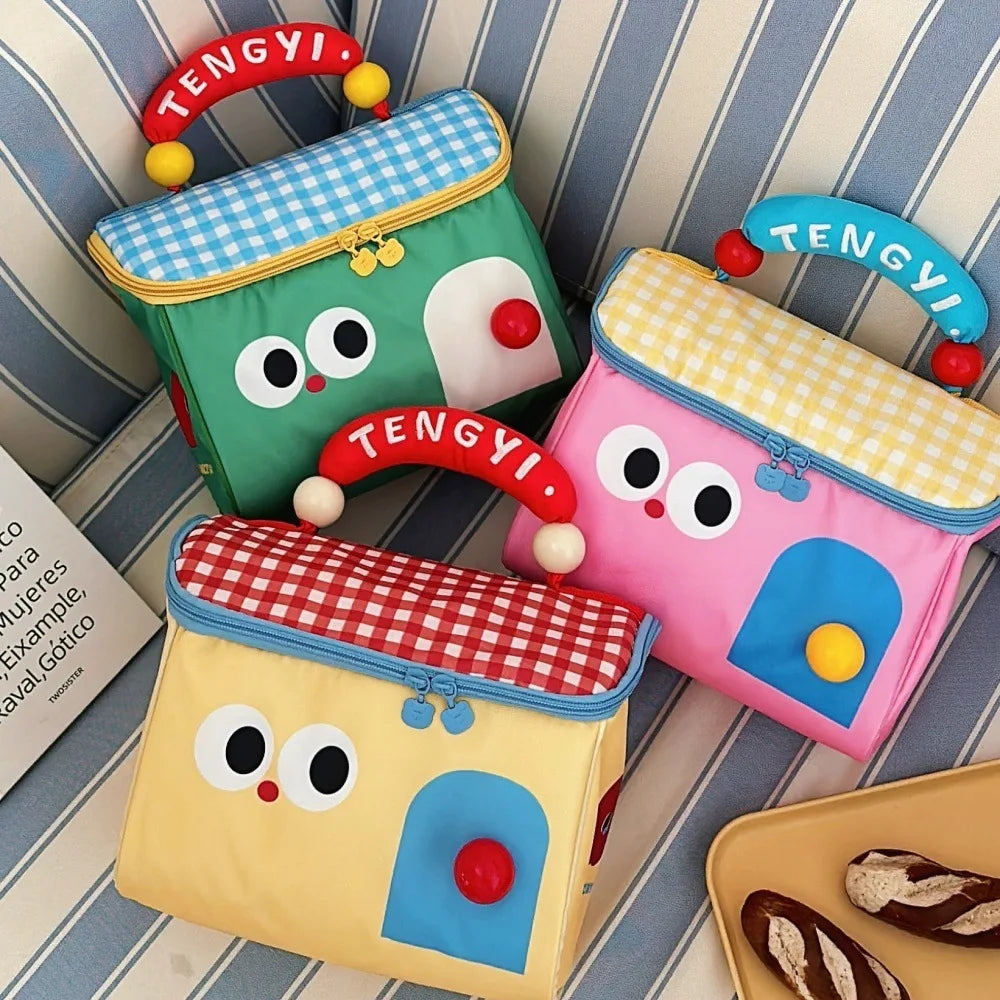 Cute Cottage Makeup Bag Large Capacity Multifunctional Fresh-Keeping Insulated Lunch Box Bag Handbag Beauty Bag