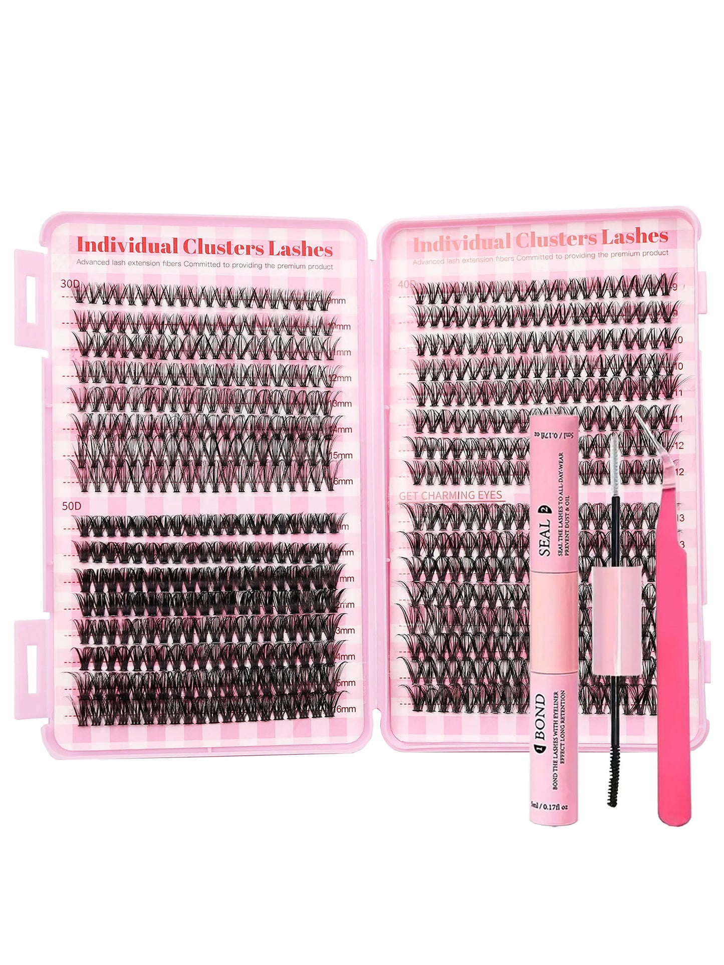 DIY eyelash glue set 640 tuft luxury eyelash extension kit, with D-curled single eyelashes, eyelash clusters, eyelash bonding an